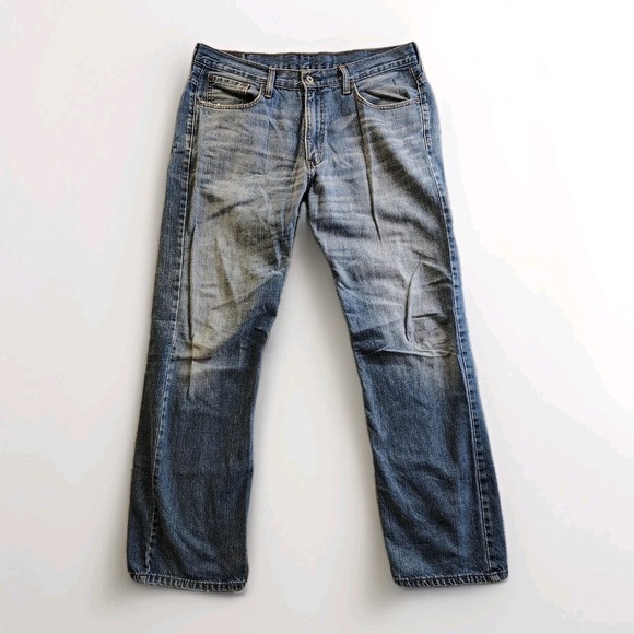 Levis 569 Jeans Mens 34x34 Loose Straight Fit Dark Blue Denim Faded Baggy Y2K - Picture 1 of 9